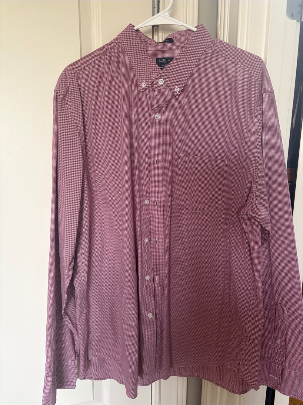 J. Crew Men's Button-Down Shirt in burgundy red